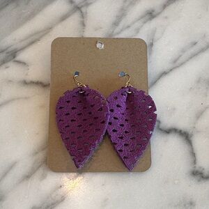 Leather Purple perforated Earrings